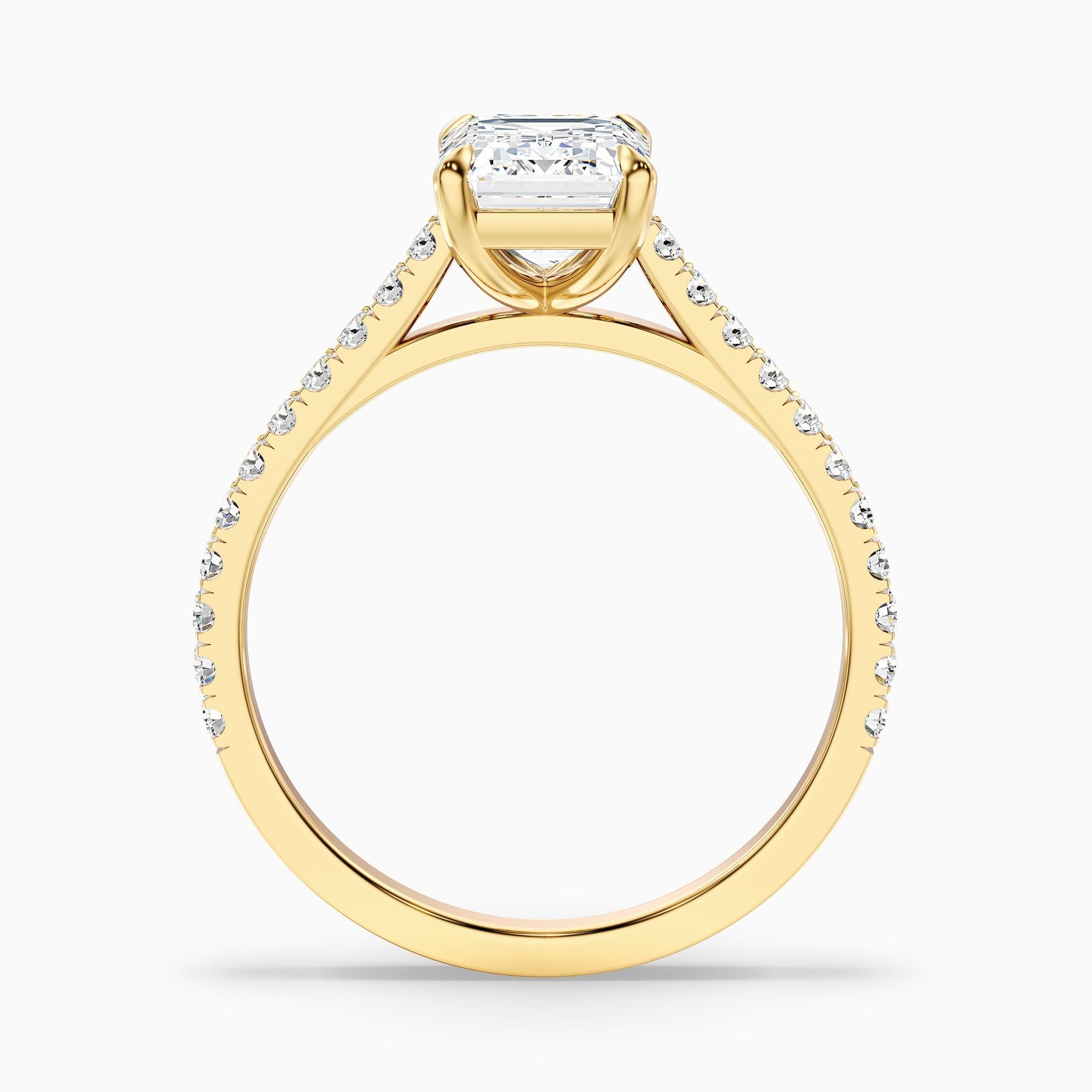 Imperial Emerald Cut Side Stone Pave Lab Grown Engagement Ring